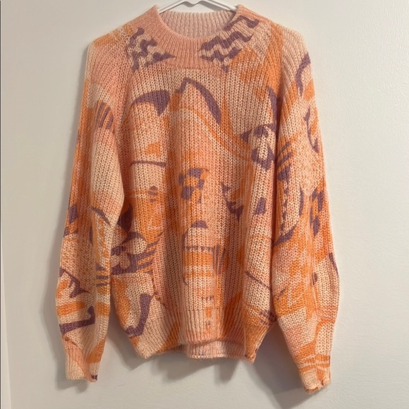 La Petite  Maille Made in Italy Orange and Purple Patterned Sweater  size s/m - Picture 1 of 9
